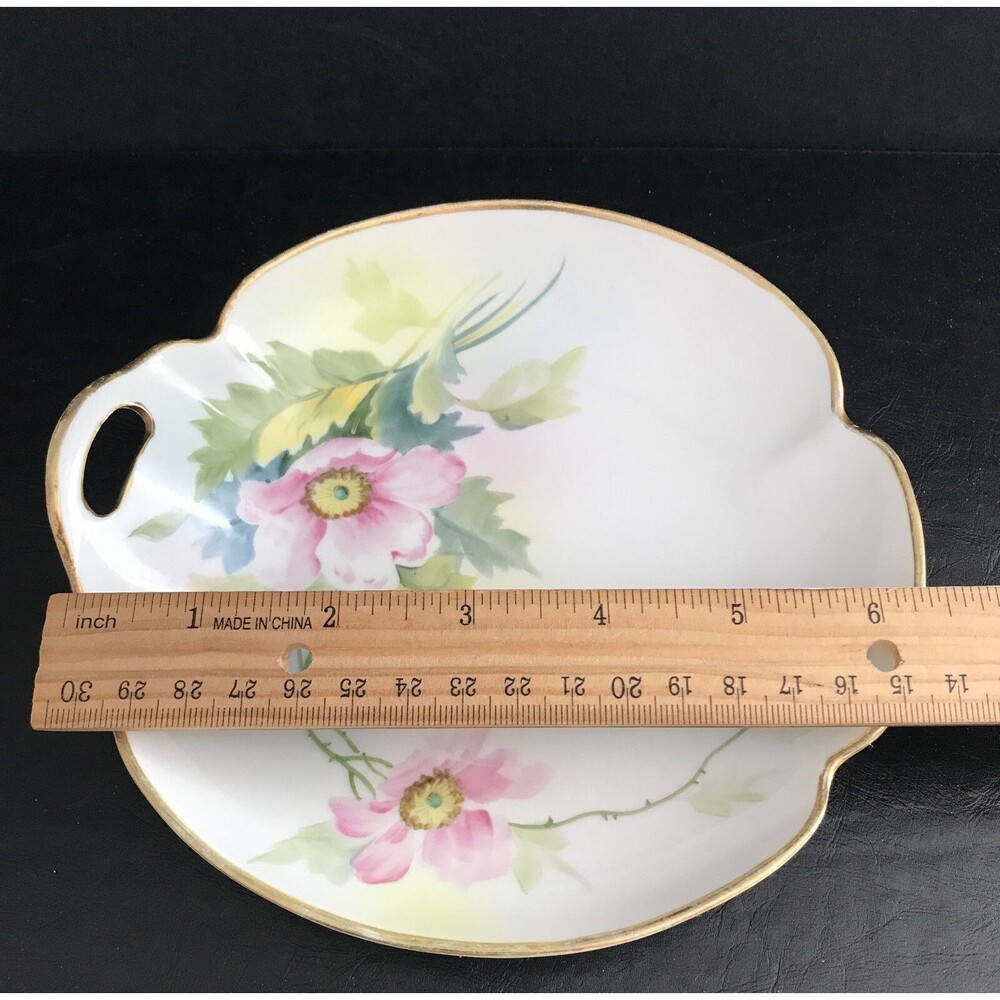 Hand Painted Nippon Single Handle Bowl Dish Floral with Gold Edging - Picture 2 of 5